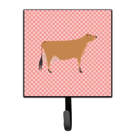 Carolines Treasures Jersey Cow Pink Check Leash or Key Holder BB7829SH4